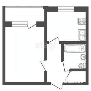 1-к квартира, вторичка, 38м2, 9/9 этаж