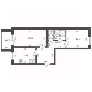 2-к квартира, вторичка, 41м2, 4/5 этаж