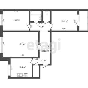 3-к квартира, вторичка, 63м2, 6/9 этаж