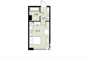 1-к квартира, вторичка, 22м2, 2/9 этаж