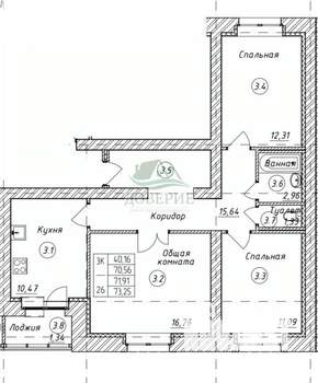 3-к квартира, вторичка, 73м2, 5/5 этаж