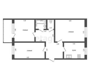 3-к квартира, вторичка, 62м2, 4/5 этаж