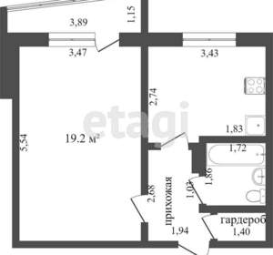 1-к квартира, вторичка, 37м2, 2/9 этаж