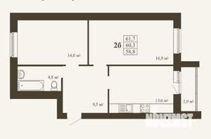 2-к квартира, вторичка, 62м2, 4/10 этаж