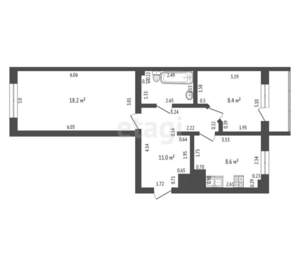 2-к квартира, вторичка, 50м2, 4/6 этаж