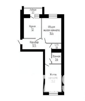 2-к квартира, вторичка, 61м2, 4/7 этаж