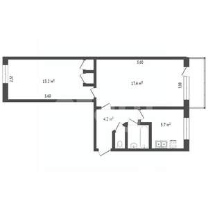 2-к квартира, вторичка, 54м2, 4/5 этаж