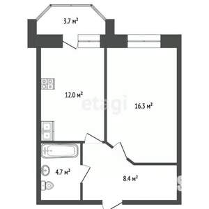 1-к квартира, вторичка, 41м2, 8/9 этаж