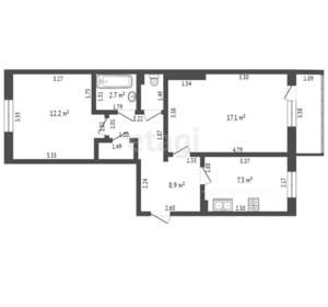 2-к квартира, вторичка, 50м2, 2/5 этаж