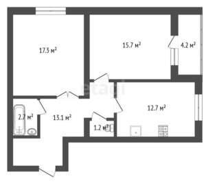 2-к квартира, вторичка, 64м2, 15/17 этаж