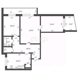 3-к квартира, вторичка, 64м2, 9/10 этаж