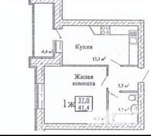 1-к квартира, сданный дом, 41м2, 16/16 этаж