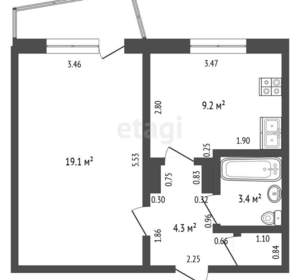 1-к квартира, вторичка, 37м2, 2/9 этаж