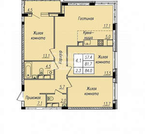 4-к квартира, вторичка, 84м2, 9/24 этаж