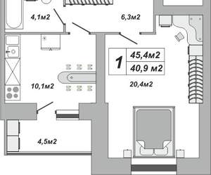 1-к квартира, вторичка, 45м2, 7/16 этаж