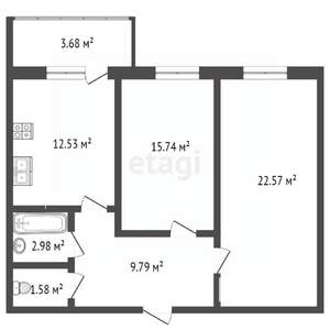 2-к квартира, вторичка, 65м2, 7/14 этаж