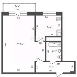 1-к квартира, вторичка, 32м2, 3/5 этаж