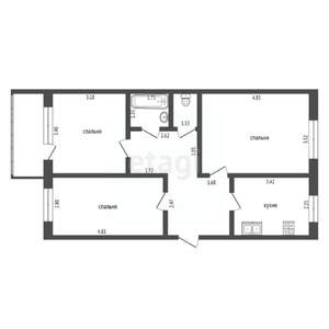 3-к квартира, вторичка, 62м2, 4/5 этаж