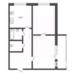 2-к квартира, вторичка, 45м2, 5/9 этаж