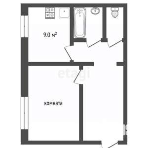 1-к квартира, вторичка, 31м2, 1/5 этаж