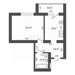 1-к квартира, вторичка, 37м2, 2/9 этаж