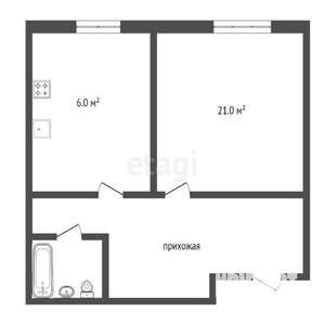 1-к квартира, вторичка, 34м2, 1/5 этаж