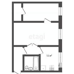2-к квартира, вторичка, 44м2, 1/5 этаж