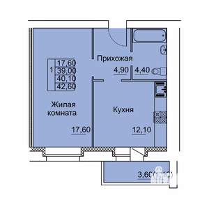 1-к квартира, вторичка, 40м2, 6/6 этаж