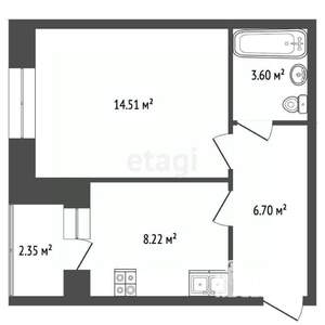 1-к квартира, вторичка, 33м2, 1/5 этаж