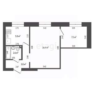 2-к квартира, вторичка, 36м2, 1/5 этаж
