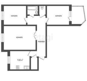 3-к квартира, вторичка, 63м2, 5/9 этаж