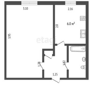 1-к квартира, вторичка, 20м2, 1/9 этаж