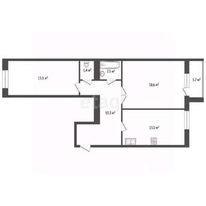 2-к квартира, вторичка, 65м2, 4/16 этаж
