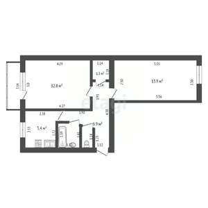 2-к квартира, вторичка, 43м2, 3/5 этаж