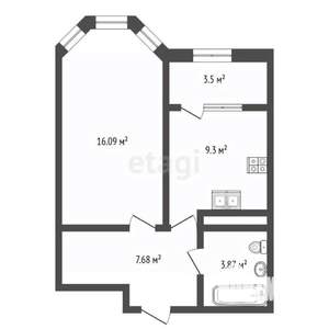 1-к квартира, строящийся дом, 40м2, 17/17 этаж