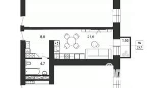Студия квартира, вторичка, 34м2, 6/16 этаж