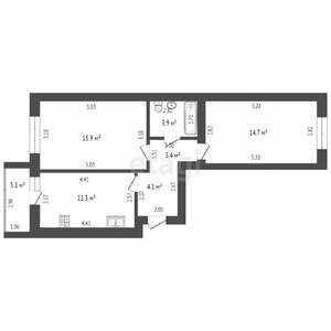 2-к квартира, вторичка, 57м2, 7/9 этаж