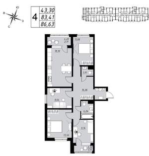 4-к квартира, вторичка, 87м2, 3/9 этаж
