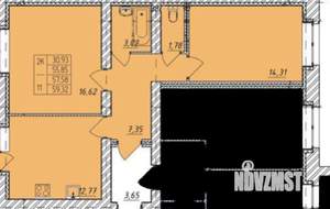 2-к квартира, вторичка, 59м2, 4/9 этаж
