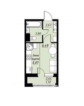 Студия квартира, вторичка, 20м2, 8/9 этаж
