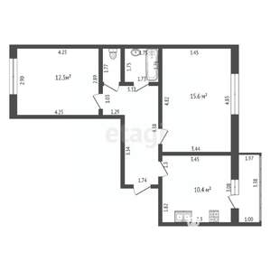 2-к квартира, вторичка, 53м2, 1/9 этаж