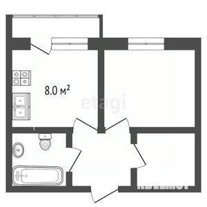 1-к квартира, вторичка, 38м2, 6/10 этаж