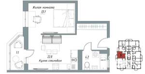 Студия квартира, вторичка, 41м2, 9/9 этаж