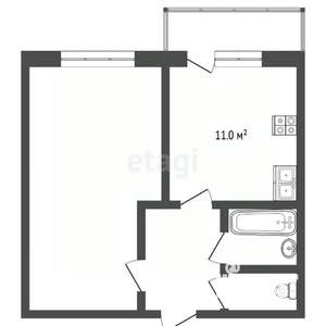 1-к квартира, вторичка, 40м2, 4/6 этаж