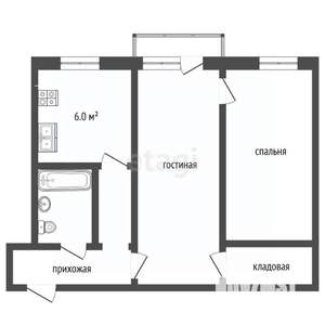 2-к квартира, вторичка, 44м2, 1/5 этаж