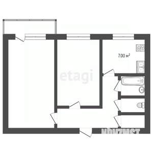 2-к квартира, вторичка, 44м2, 4/5 этаж