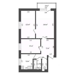 3-к квартира, вторичка, 51м2, 4/5 этаж