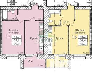 1-к квартира, вторичка, 42м2, 3/9 этаж