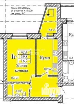 1-к квартира, вторичка, 42м2, 13/17 этаж