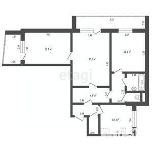 3-к квартира, вторичка, 62м2, 5/9 этаж